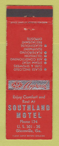 Matchbook Cover - Southland Motel Glennville GA WEAR