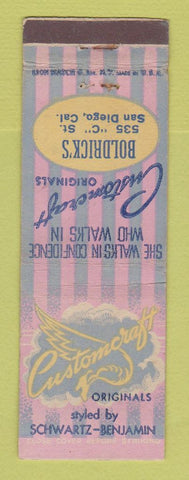 Matchbook Cover - Customcraft Women's Clothes Boldrick's San Diego CA WEAR