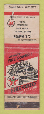 Matchbook Cover - Texaco oil gas CF McEvoy Bellingham WA WORN TAPED