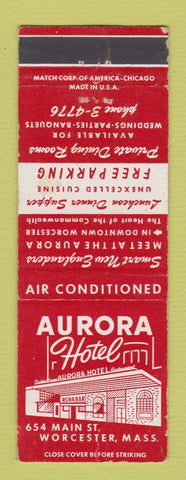 Matchbook Cover - Aurora Hotel Worcester MA