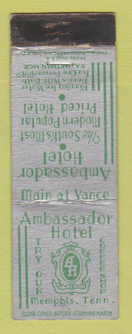 Matchbook Cover - Ambassador Hotel Memphis TN WORN