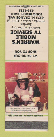 Matchbook Cover - Warren's Mobile TV Service Long Beach CA