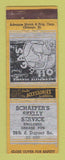 Matchbook Cover - Schaefer's Skelly oil gas ADVANCE WEAR