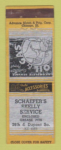 Matchbook Cover - Schaefer's Skelly oil gas ADVANCE WEAR