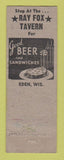 Matchbook Cover - Ray Fox Tavern Eden WI WEAR