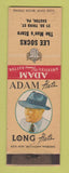 Matchbook Cover - Adam Men's Hats Lee Socks Easton PA WEAR