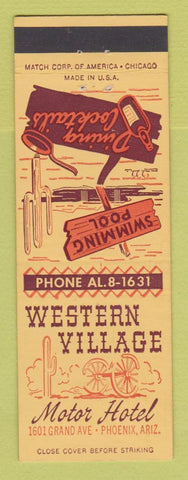 Matchbook Cover - Western Village Motor Hotel Phoenix AZ cactus