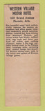 Matchbook Cover - Western Village Motor Hotel Phoenix AZ cactus