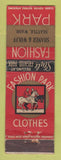 Matchbook Cover - Fashion Park Men's Clothes Wolff Seattle WA FEDERAL LONG WEAR