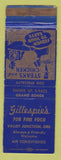 Matchbook Cover - Gillespie Restaurant Valley Junction OR WORN TAPED
