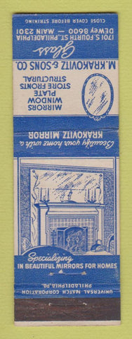 Matchbook Cover - M Krakovitz Sons Glass Philadelphia PA