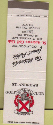 Matchbook Cover - St Andrews Golf Club St Charles MO