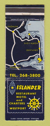 Matchbook Cover - Islander Restaurant Motel Westport WA WORN