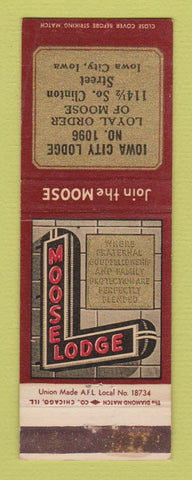 Matchbook Cover - Moose Lodge Iowa City IA
