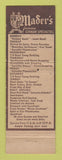 Matchbook Cover - Mader's German Restaurant Milwaukee WI WEAR