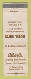 Matchbook Cover - Albert's Restaurant Motel Vida OR WORN
