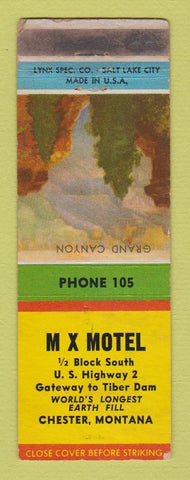 Matchbook Cover - MX Motel Chester MT WORN