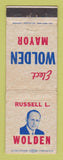 Matchbook Cover - Russell L Wolden Mayor Election San Francisco CA WORN
