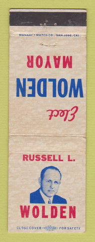 Matchbook Cover - Russell L Wolden Mayor Election San Francisco CA WORN