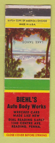 Matchbook Cover - Biehl's Auto Body Works Reading PA