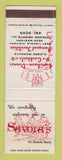 Matchbook Cover - Savoia's Restaurant Chicago Heights IL WEAR