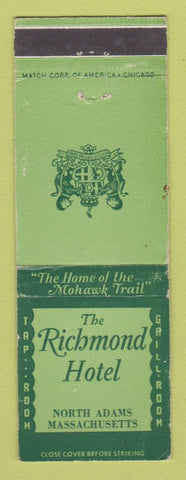 Matchbook Cover - Richmond Hotel North Adams MA WEAR