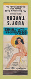 Matchbook Cover - Vudy's Tavern Haydenville PA pinup WEAR
