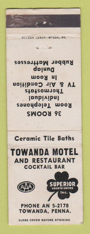Matchbook Cover - Towanda Motel Restaurant PA