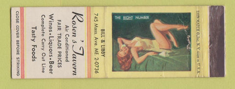 Matchbook Cover - Rosen's Tavern pinup WEAR