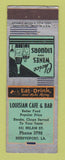 Matchbook Cover - Louisian Cafe Bar Shreveport LA ADVANCE WEAR