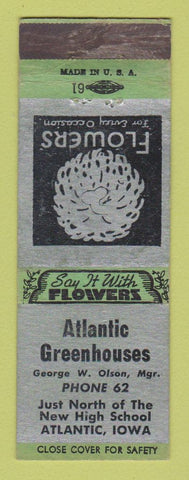 Matchbook Cover - Atlantic Greenhouses Atlantic IA