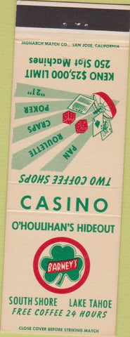 Matchbook Cover - O'Houlihan's Hideout Casino Lake Tahoe NV