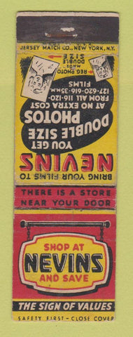Matchbook Cover - Nevins Stores Photo Finishing Philadelphia PA WEAR
