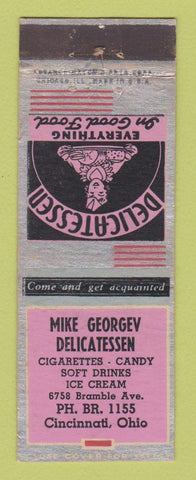 Matchbook Cover - Mike Georgev Deli Cincinnati OH