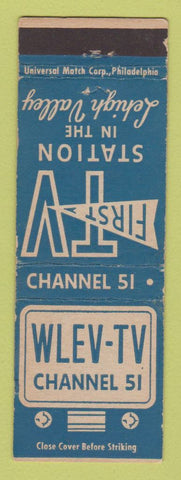 Matchbook Cover - WLEV TV Channel 51 Bethlehem Allentown Easton PA WEAR