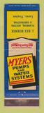 Matchbook Cover - Myers Pumps J Rex Burner Luray VA