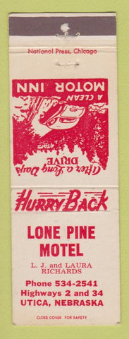 Matchbook Cover - Lone Pine Motel Utica NE WEAR