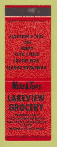 Matchbook Cover - Lakeview Grocery East Troy WI