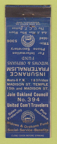 Matchbook Cover - United Commercial Travelers Insurance Oakland CA 1935 WEAR