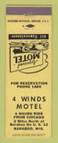 Matchbook Cover - 4 Winds Motel Baraboo WI