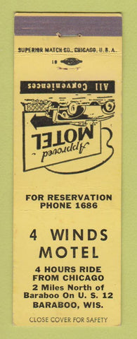 Matchbook Cover - 4 Winds Motel Baraboo WI