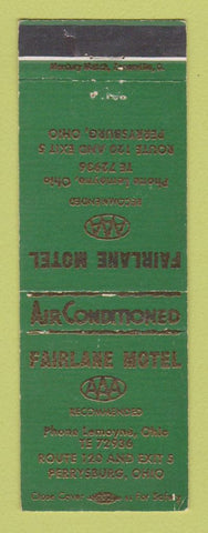 Matchbook Cover - Fairlane Motel Perrysburg OH WEAR