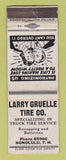 Matchbook Cover - Larry Gruelle Tires Honolulu TH Hawaii PAPER LOSS WORN
