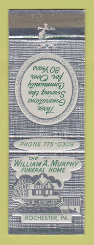 Matchbook Cover - William Murphy Funeral Home Rochester PA
