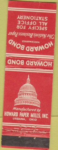 Matchbook Cover - Howard Bond Paper Mills Urbana OH