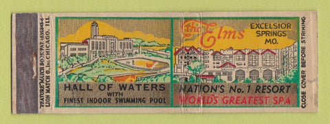 Matchbook Cover - Elms Resort Excelisor Springs MO feature WEAR