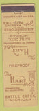 Matchbook Cover - Hart Hotel Battle Creek MI