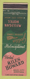 Matchbook Cover - Hotel Miles Howard Miles City MT