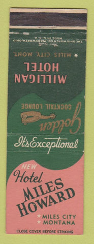 Matchbook Cover - Hotel Miles Howard Miles City MT