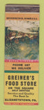 Matchbook Cover - Greiner's Food Store Elizabethtown PA Christmas